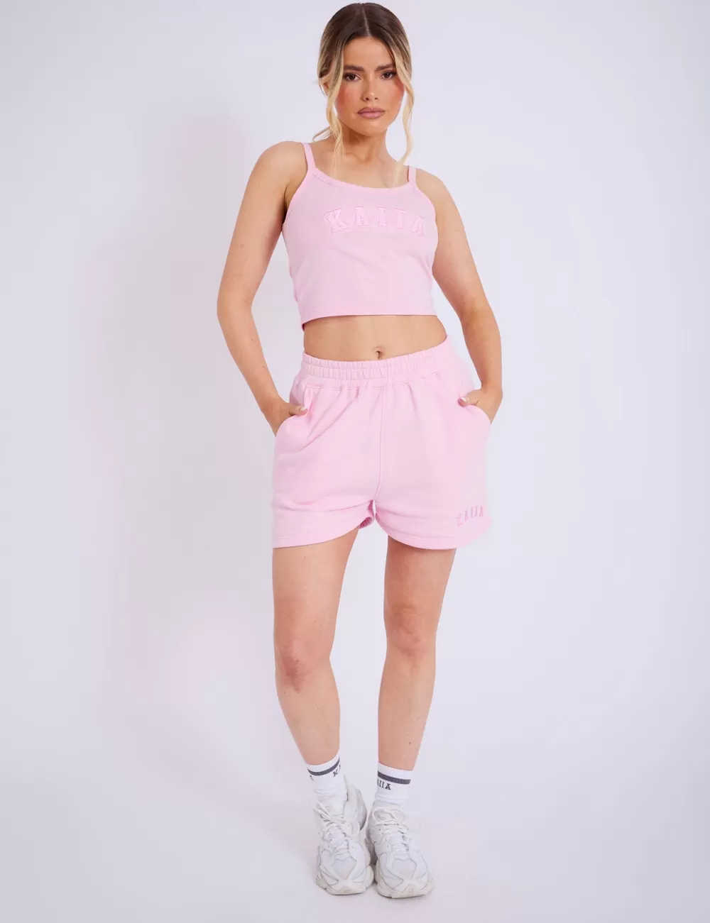 Cheap Public Desire Kaiia Logo Sweat Shorts Baby Pink