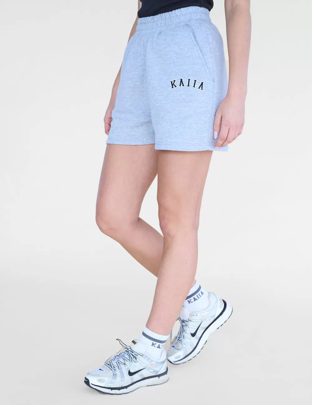 Store Public Desire Kaiia Logo Sweat Shorts Grey Marl & Black Grey_marl