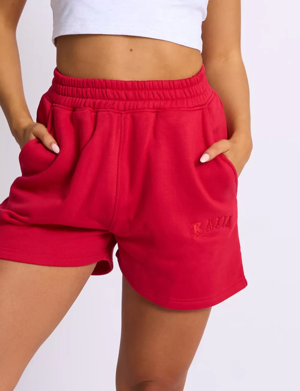 Online Public Desire Kaiia Logo Sweat Shorts Red