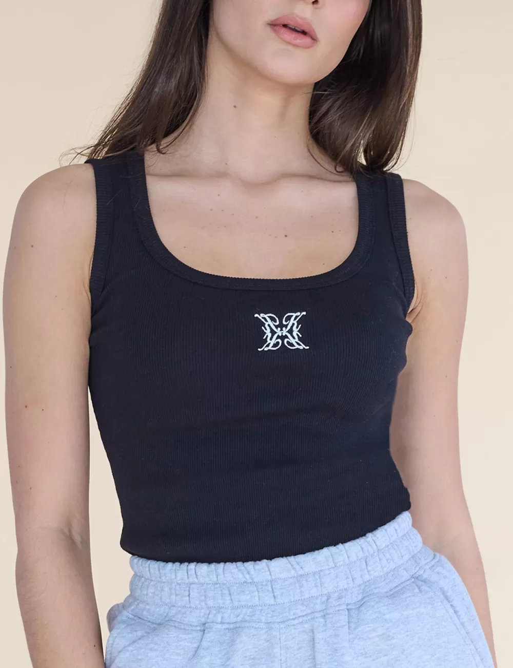 Hot Public Desire Kaiia Logo Vest Top Black