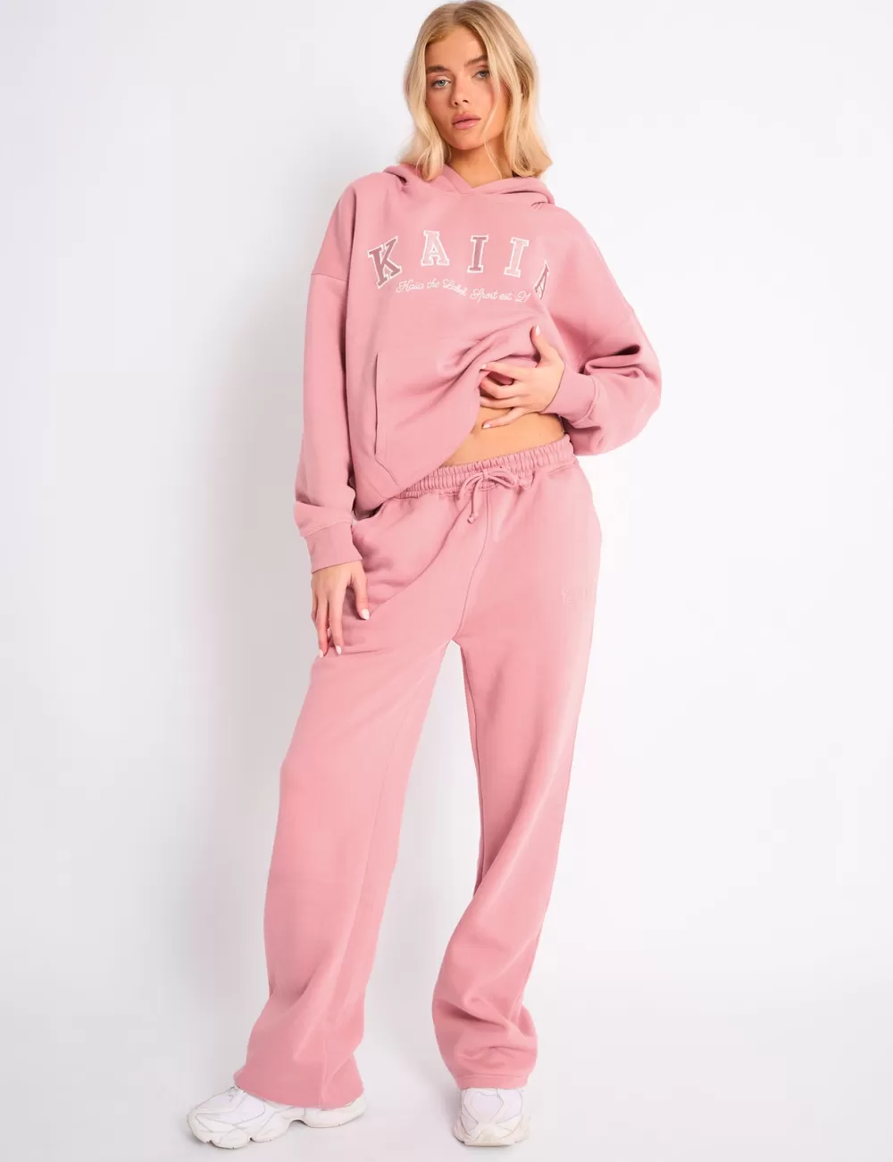 Online Public Desire Kaiia Logo Wide Leg Jogger Blusher