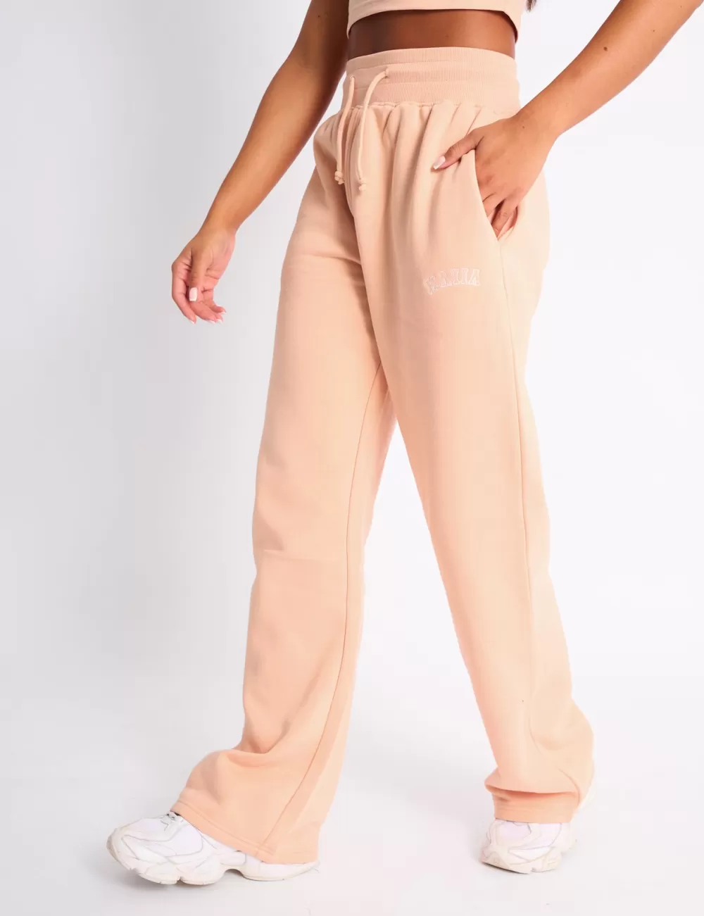 Cheap Public Desire Kaiia Logo Wide Leg Joggers Apricot