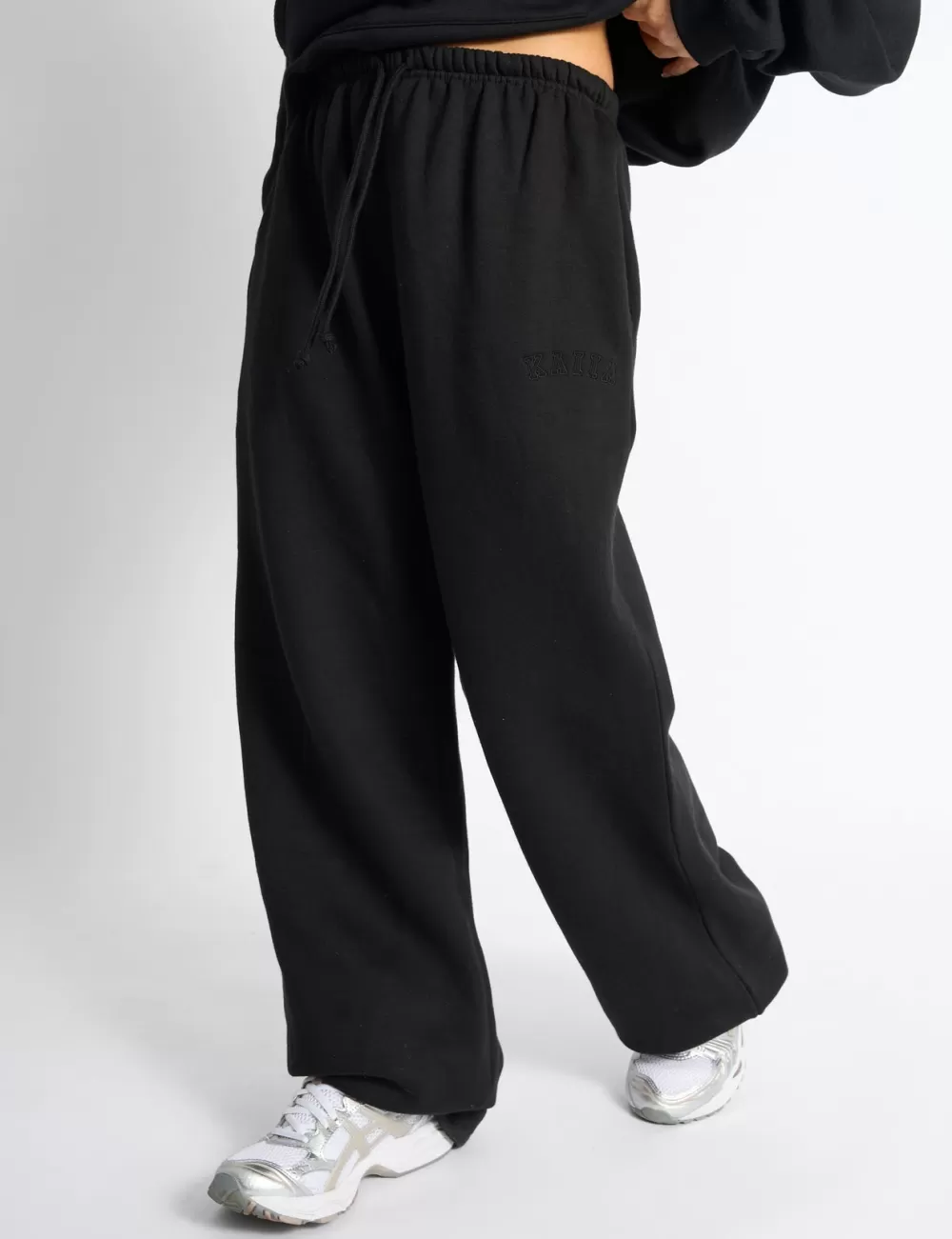 Hot Public Desire Kaiia Logo Wide Leg Joggers Black