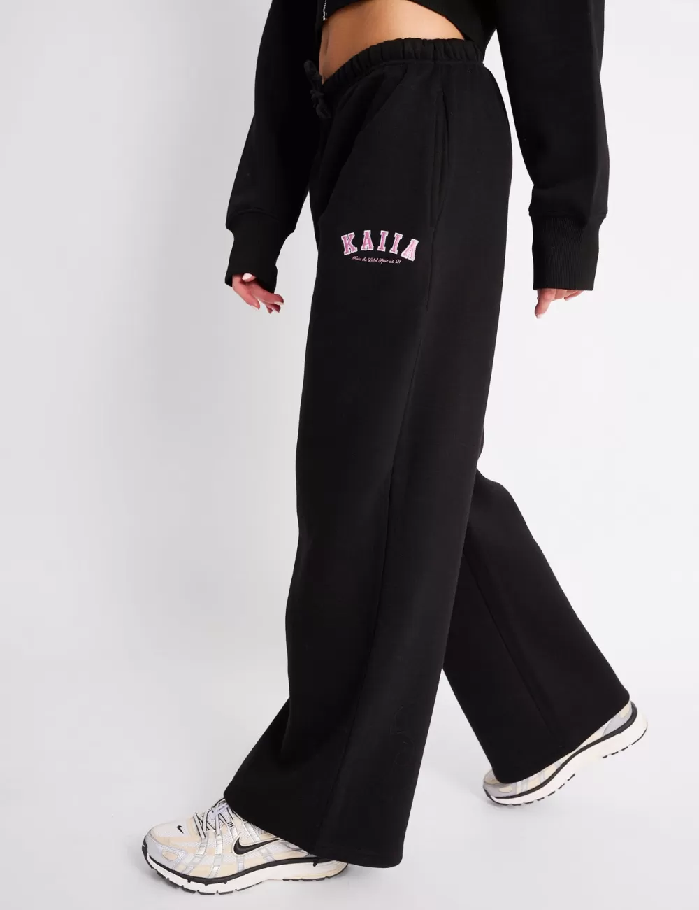 Sale Public Desire Kaiia Logo Wide Leg Joggers & Pink Black