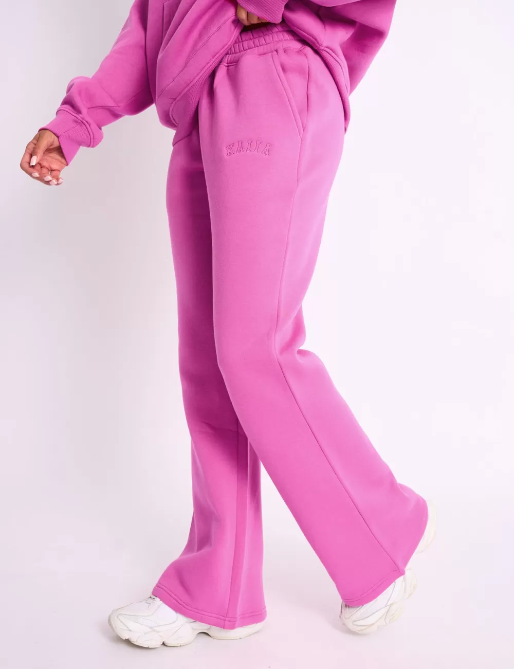 Shop Public Desire Kaiia Logo Wide Leg Joggers Bubblegum Pink Hot_pink