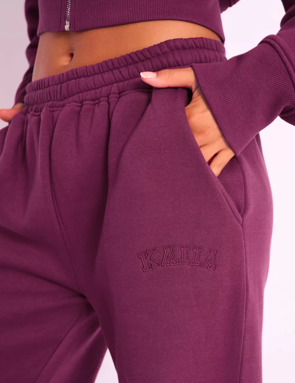 Hot Public Desire Kaiia Logo Wide Leg Joggers Burgundy