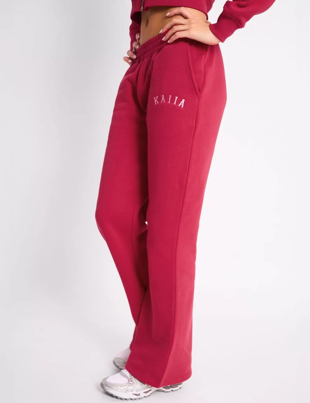 Outlet Public Desire Kaiia Logo Wide Leg Joggers Cranberry & Pink Cranberry_pink