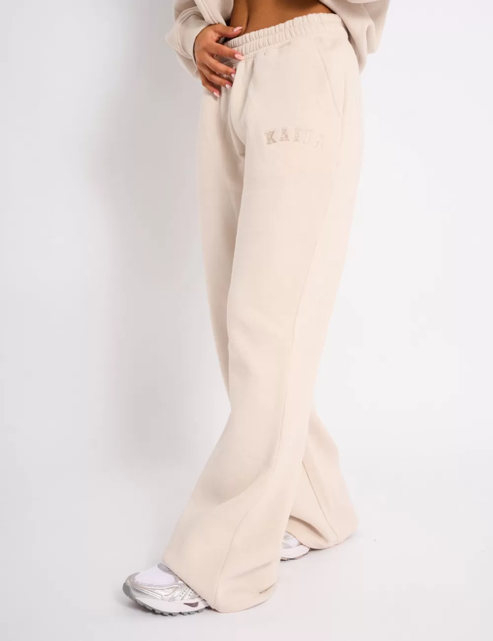 Best Sale Public Desire Kaiia Logo Wide Leg Joggers Cream