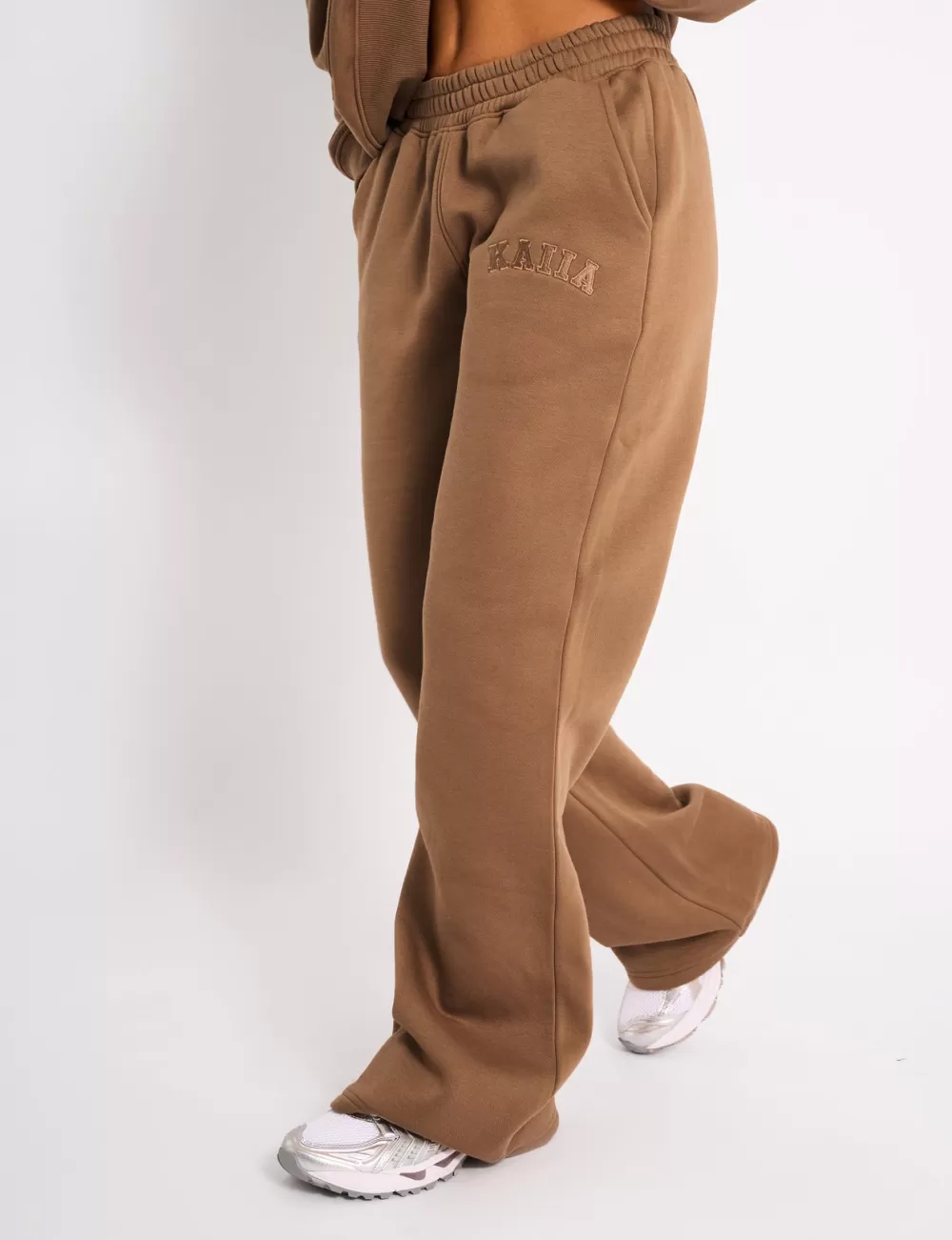 Hot Public Desire Kaiia Logo Wide Leg Joggers Gingerbread