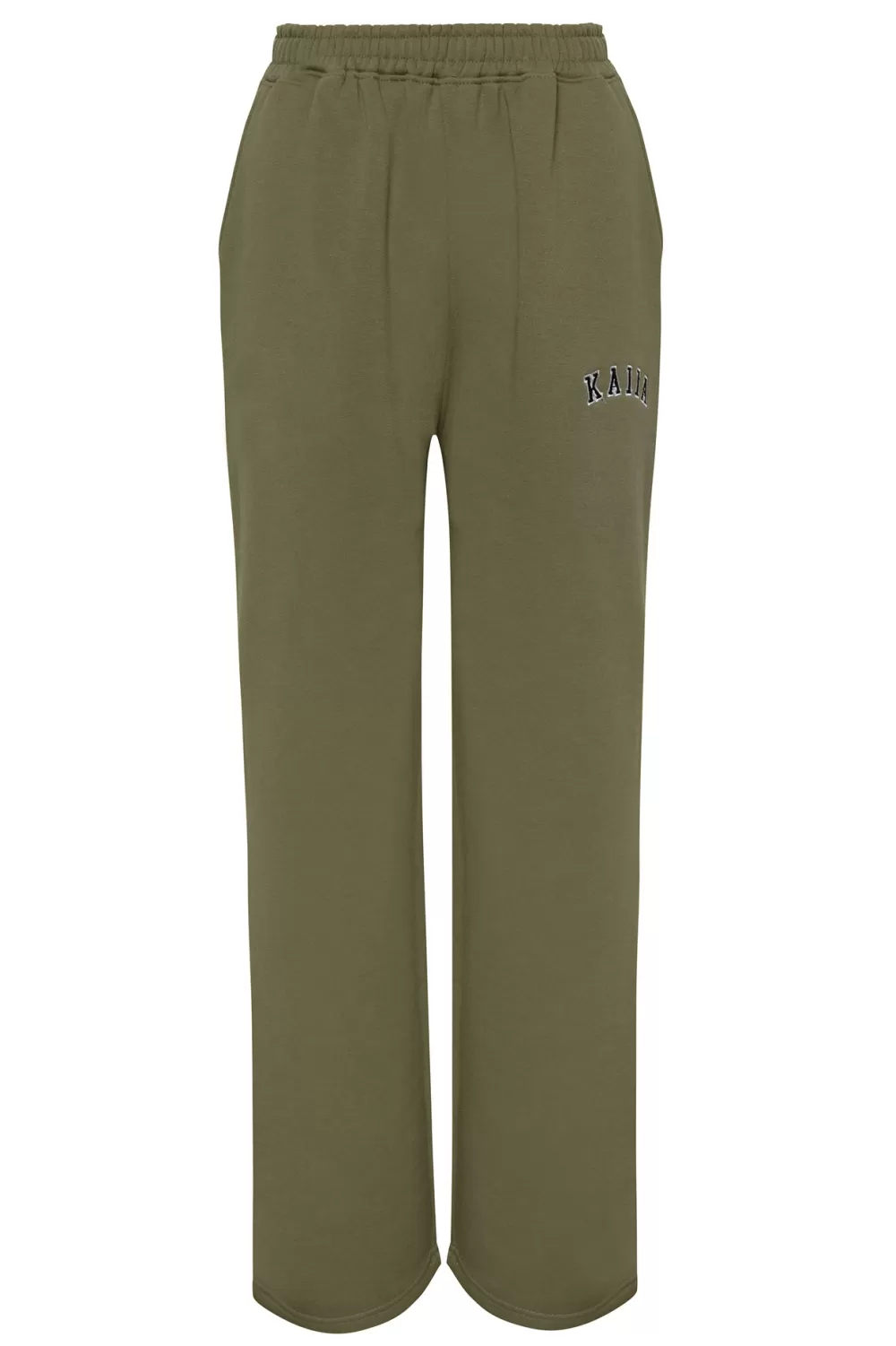 New Public Desire Kaiia Logo Wide Leg Joggers Khaki