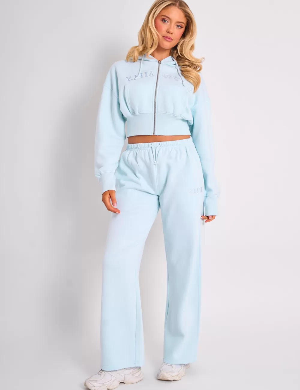 Hot Public Desire Kaiia Logo Wide Leg Joggers Light Blue Light_blue