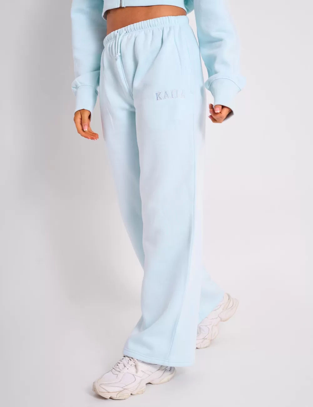 Hot Public Desire Kaiia Logo Wide Leg Joggers Light Blue Light_blue