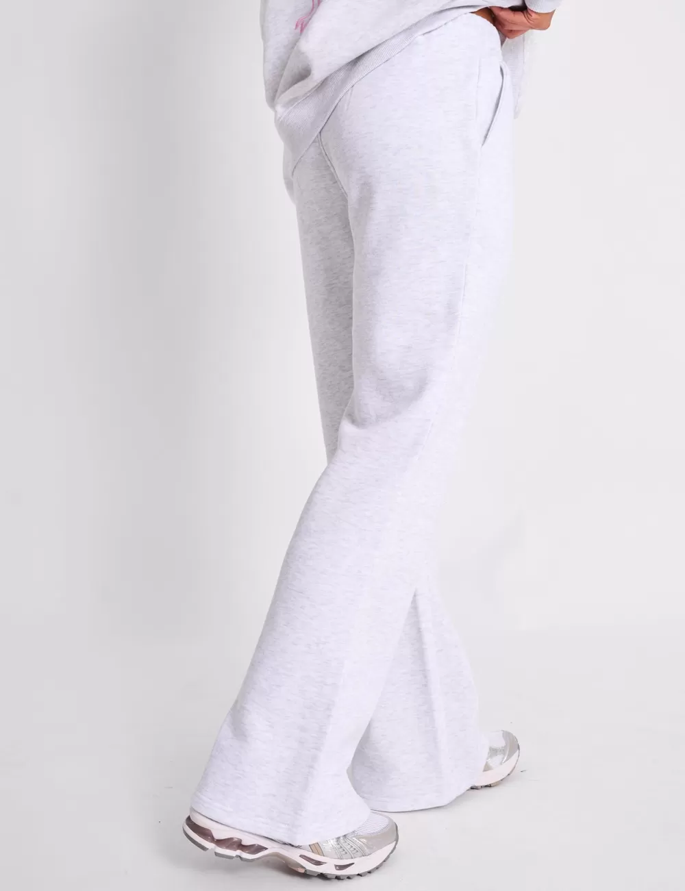 Fashion Public Desire Kaiia Logo Wide Leg Joggers Light Grey Marl & Baby Pink Light_grey_marl_baby_pink