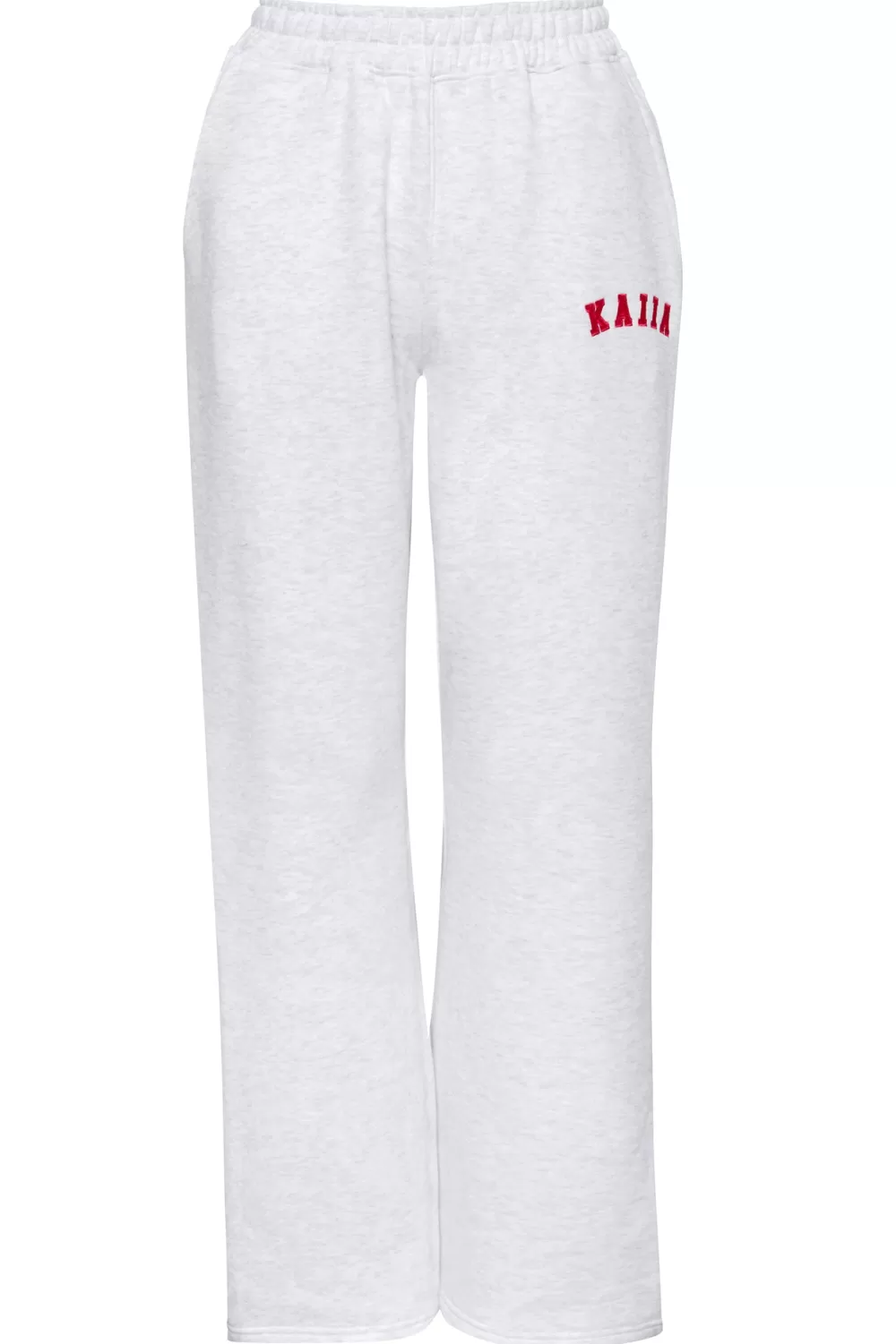 Hot Public Desire Kaiia Logo Wide Leg Joggers Light Marl and Red Grey