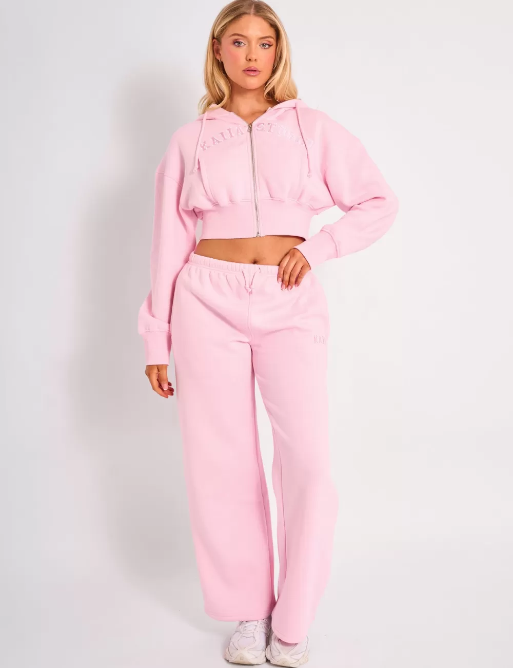 Flash Sale Public Desire Kaiia Logo Wide Leg Joggers Light Pink Light_pink