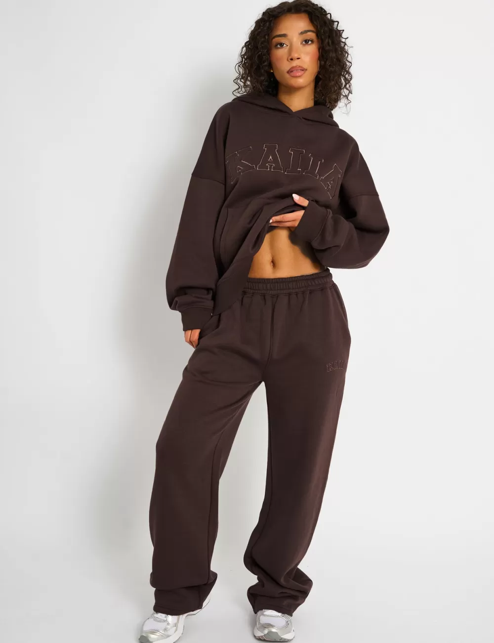 Best Public Desire Kaiia Logo Wide Leg Joggers Mocha