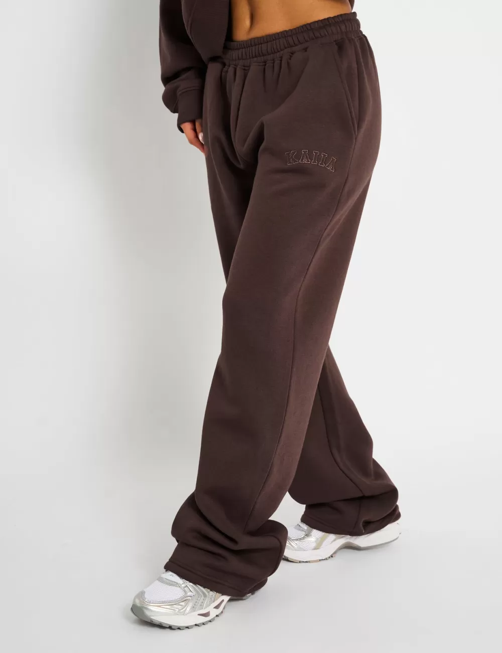 Best Public Desire Kaiia Logo Wide Leg Joggers Mocha