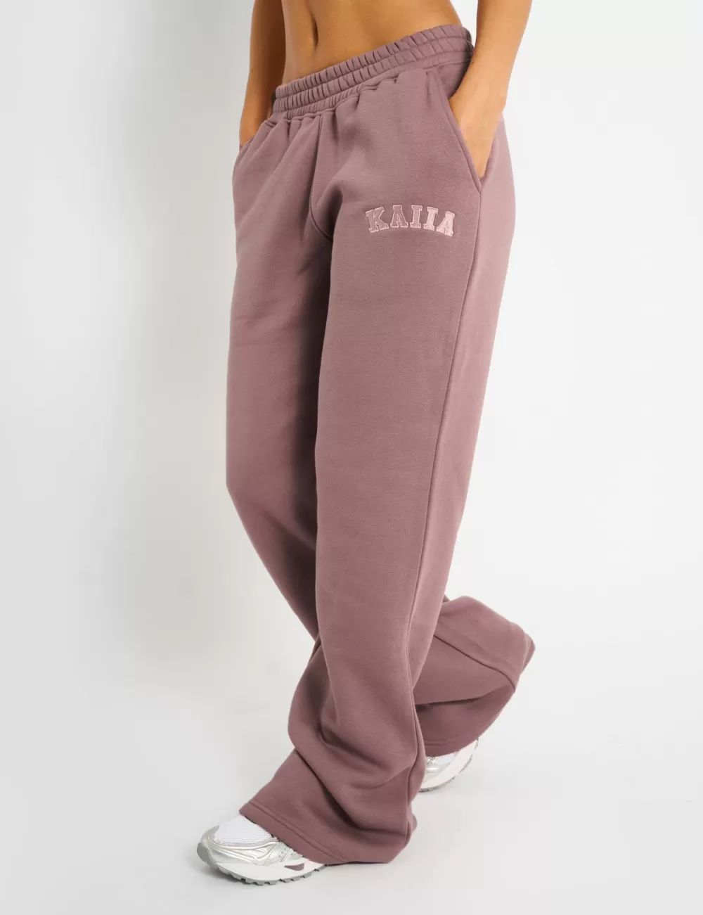 Hot Public Desire Kaiia Logo Wide Leg Joggers Rose