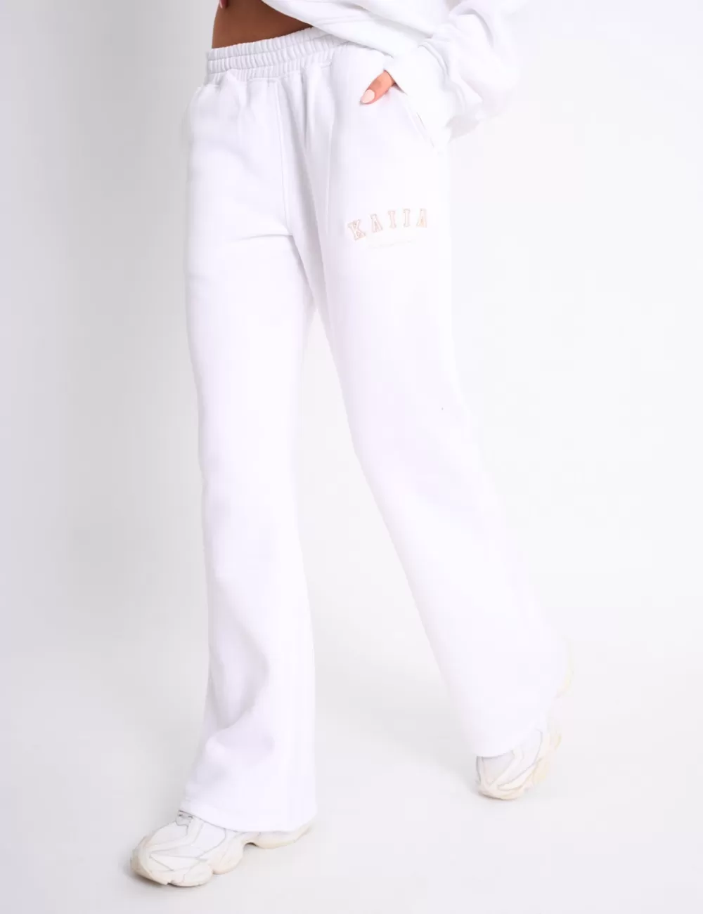 Best Public Desire Kaiia Logo Wide Leg Joggers White & Sand White_sand