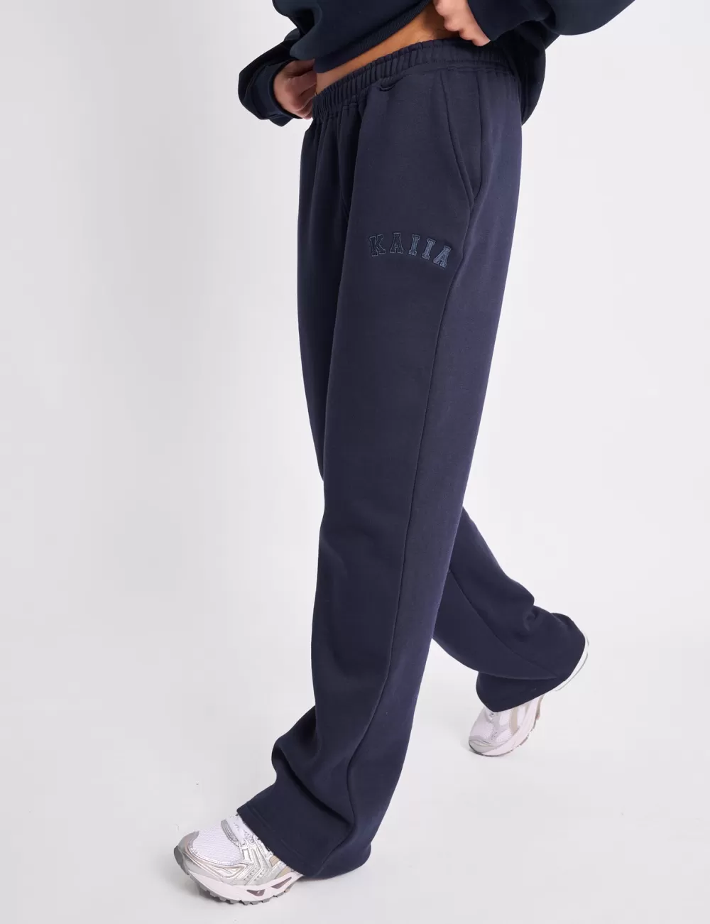 Best Public Desire Kaiia Logo Wide Leg Sweat Pants Navy