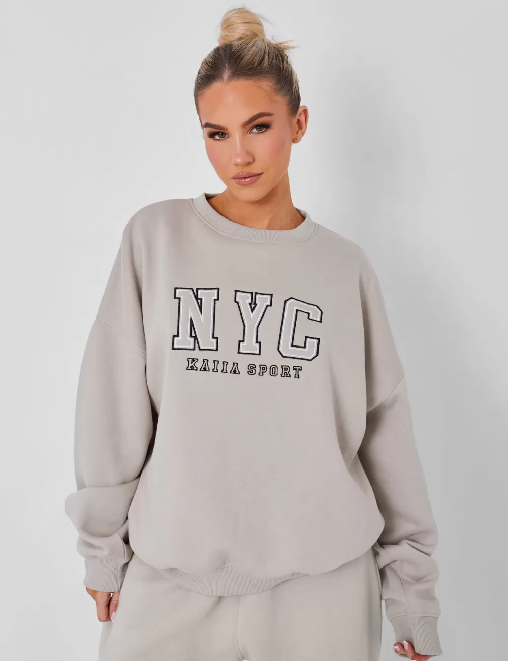 Clearance Public Desire Kaiia Nyc Oversized Sweatshirt Stone Neutral