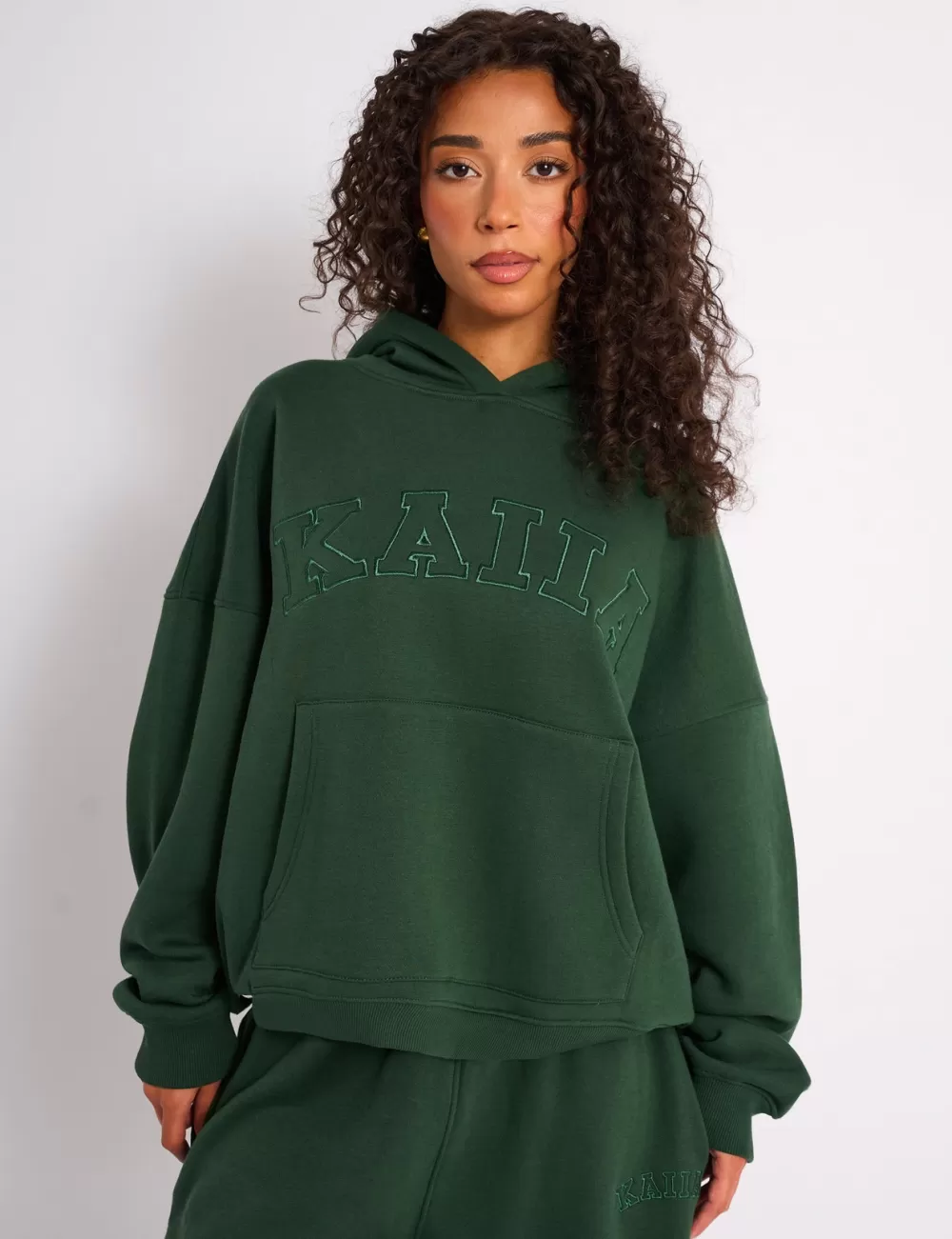 Clearance Public Desire Kaiia Oversized Logo Hoodie Forest Green