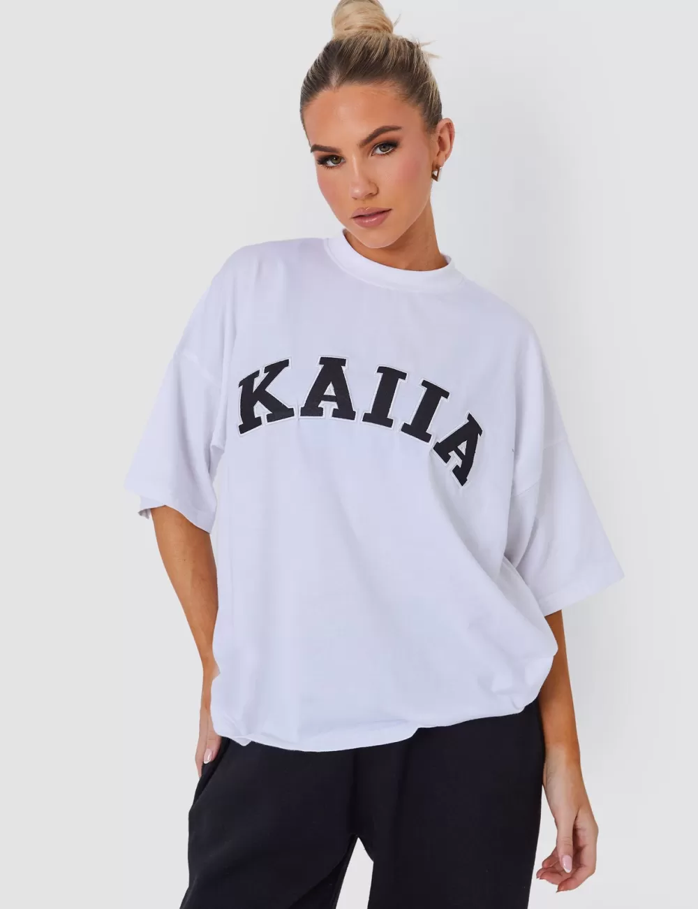 New Public Desire Kaiia Oversized T-shirt in & Black White