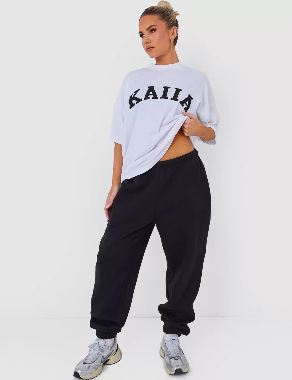 New Public Desire Kaiia Oversized T-shirt in & Black White