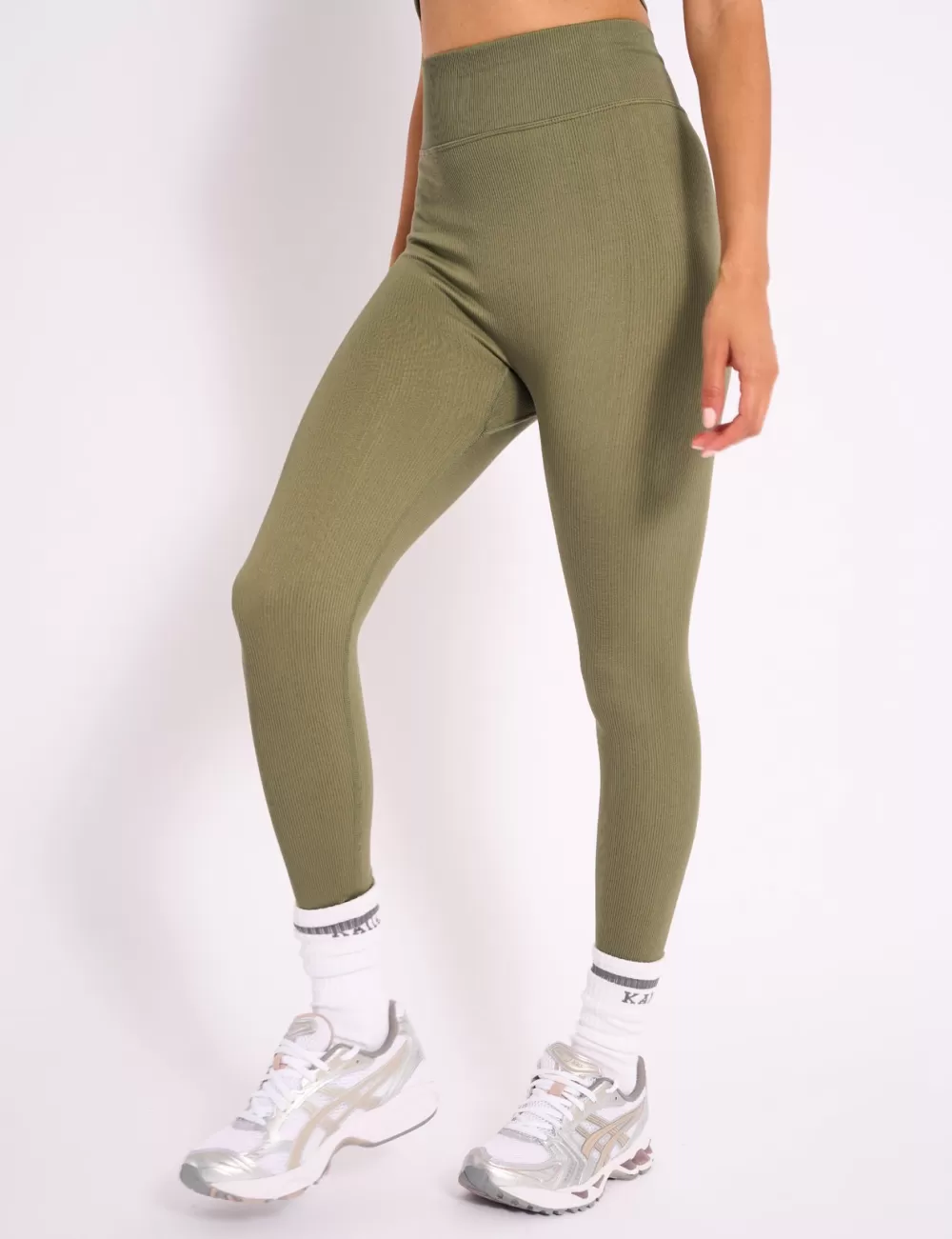 Cheap Public Desire Kaiia Premium Ribbed Legging Khaki