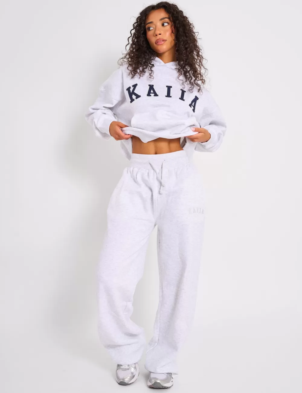 Best Sale Public Desire Kaiia Ribbed Waistband Wide Leg Joggers Light Grey Marl Light_grey_marl