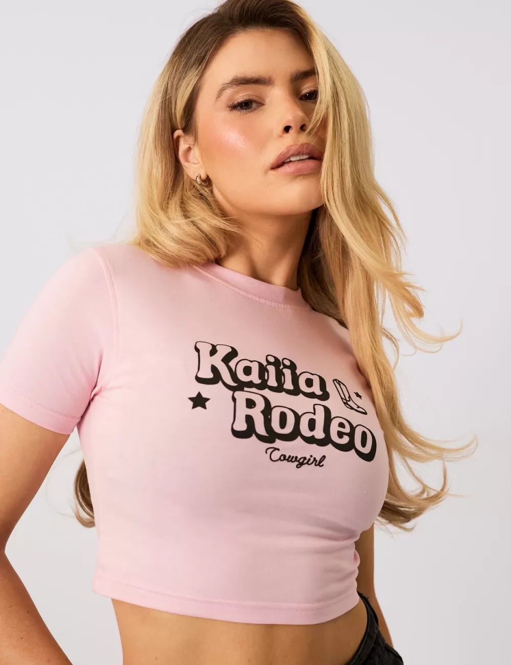 Best Public Desire Kaiia Rodeo Bubble Logo Baby Tee Baby Pink