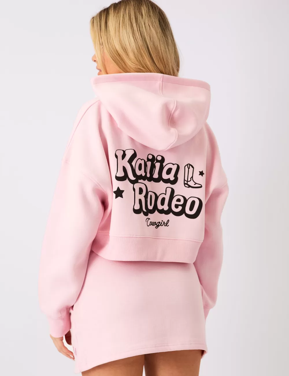 Cheap Public Desire Kaiia Rodeo Bubble Logo Cropped Oversized Hoodie Baby Pink