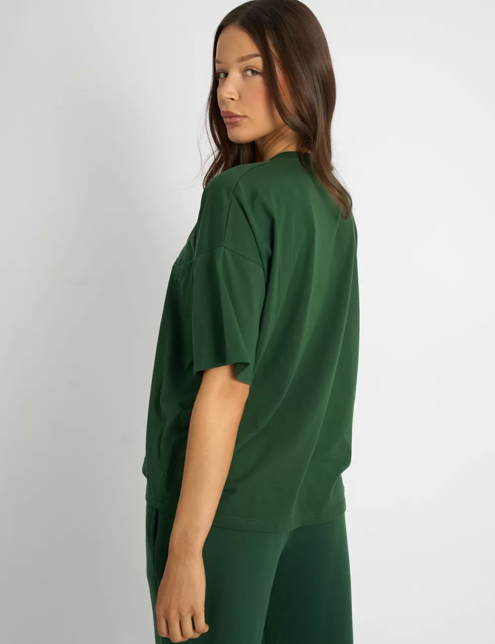 Outlet Public Desire Kaiia Script Logo Oversized T-Shirt Forest Green Forest_green