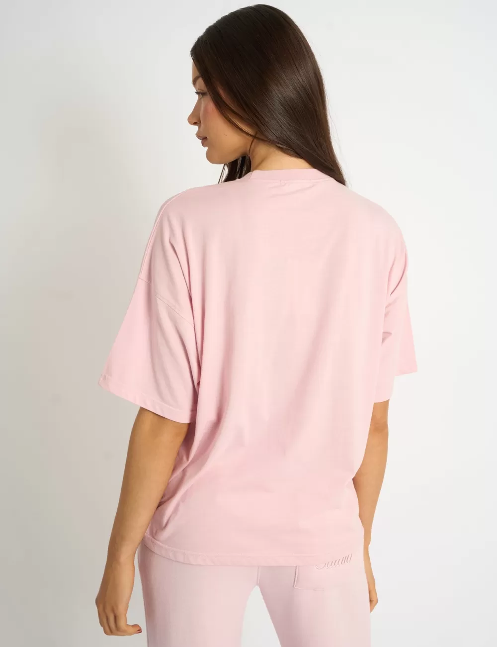 Discount Public Desire Kaiia Script Logo Oversized T-Shirt Pink Chai Pink_chai