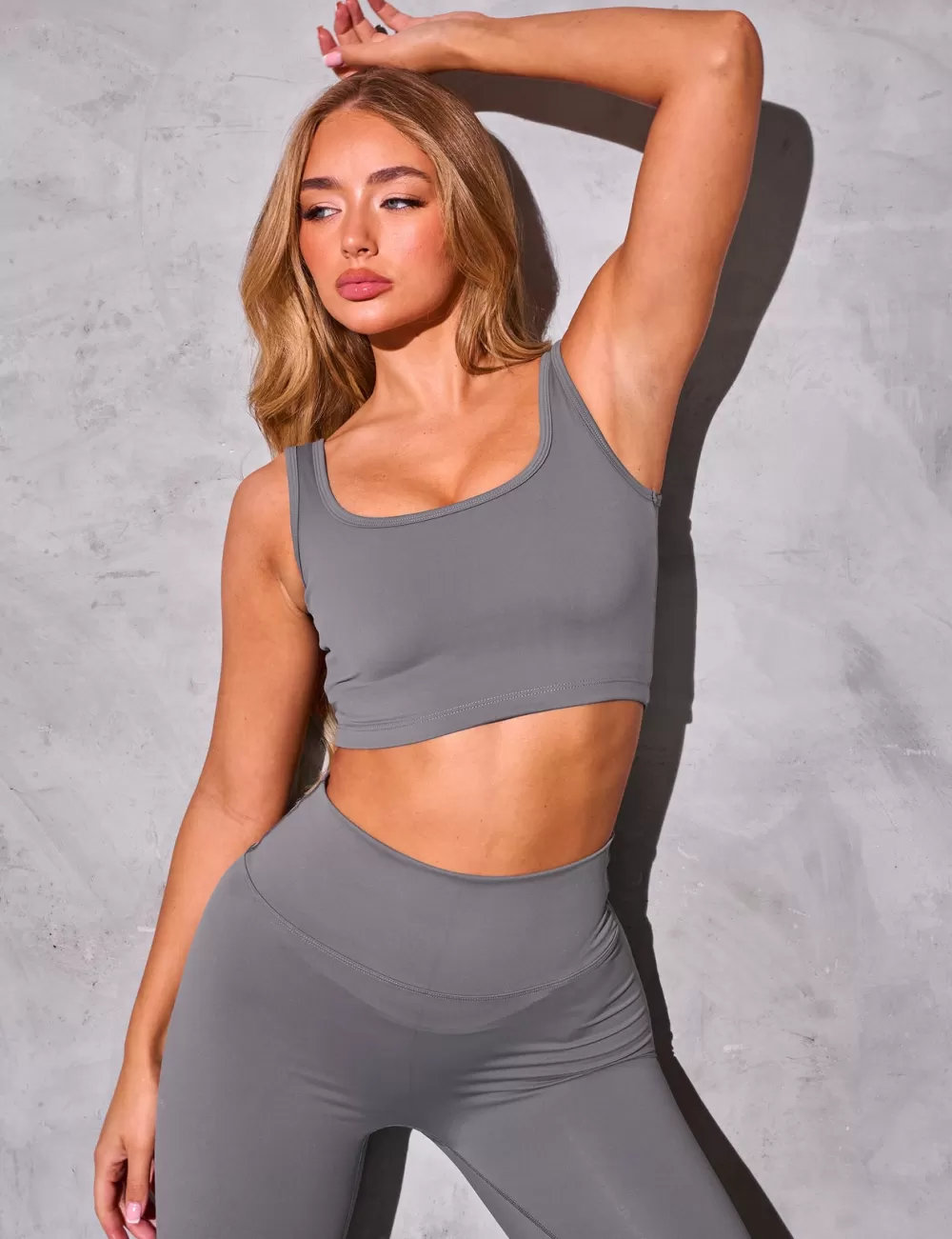 Discount Public Desire Kaiia Sculpt Square Neck Crop Top Slate Grey Slate_grey