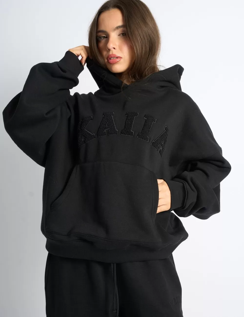 Flash Sale Public Desire Kaiia Slogan Oversized Hoodie on Black