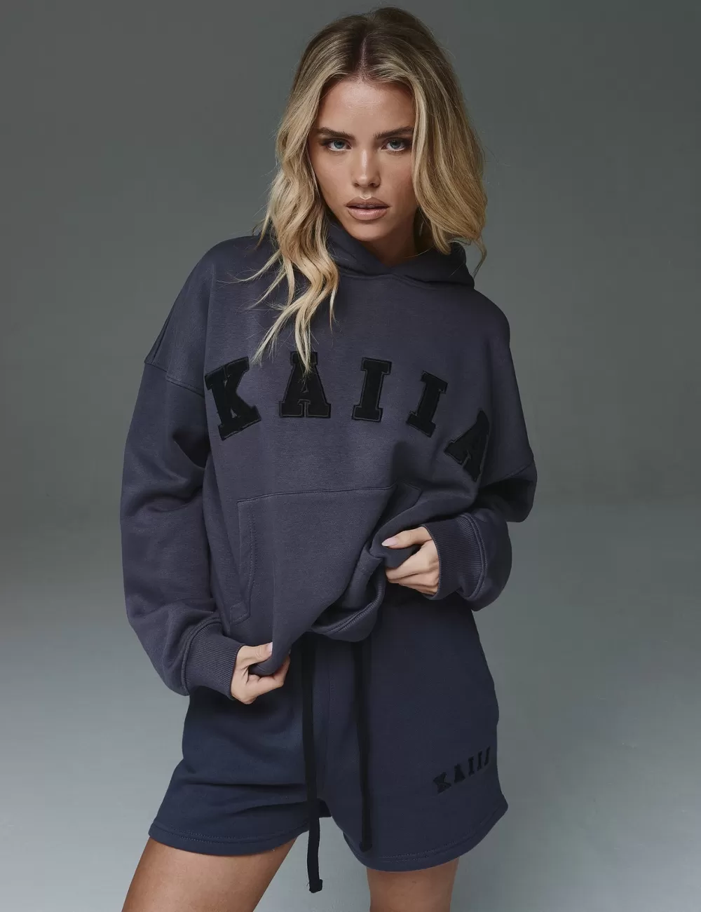 Hot Public Desire Kaiia Slogan Oversized Hoodie Dark Grey