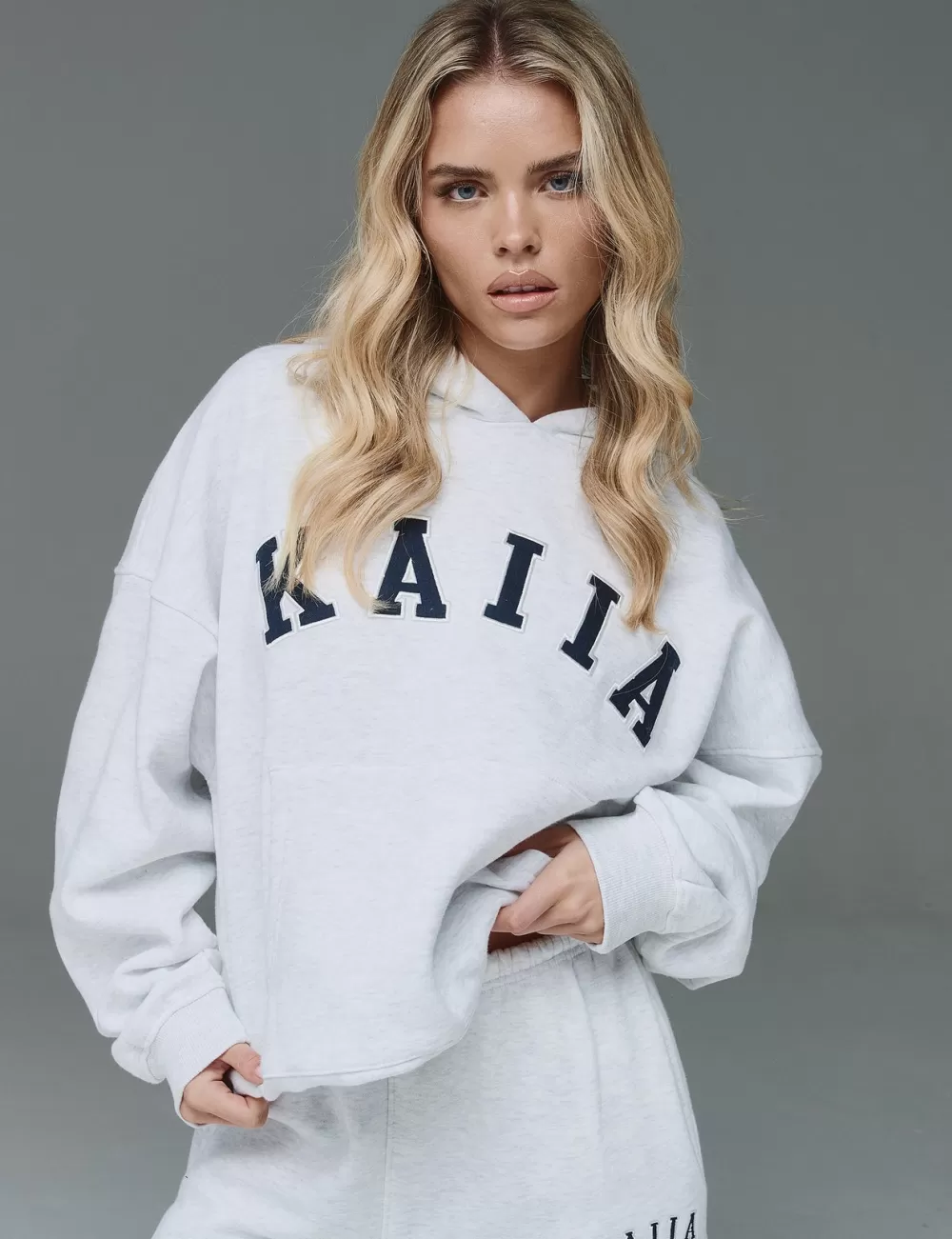 Best Public Desire Kaiia Slogan Oversized Hoodie In Marl Grey