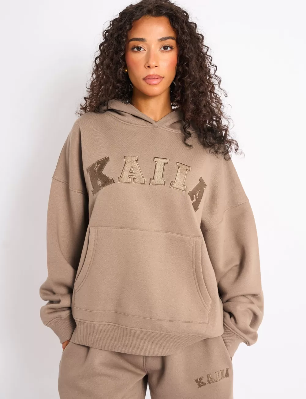 Flash Sale Public Desire Kaiia Slogan Oversized Hoodie Latte