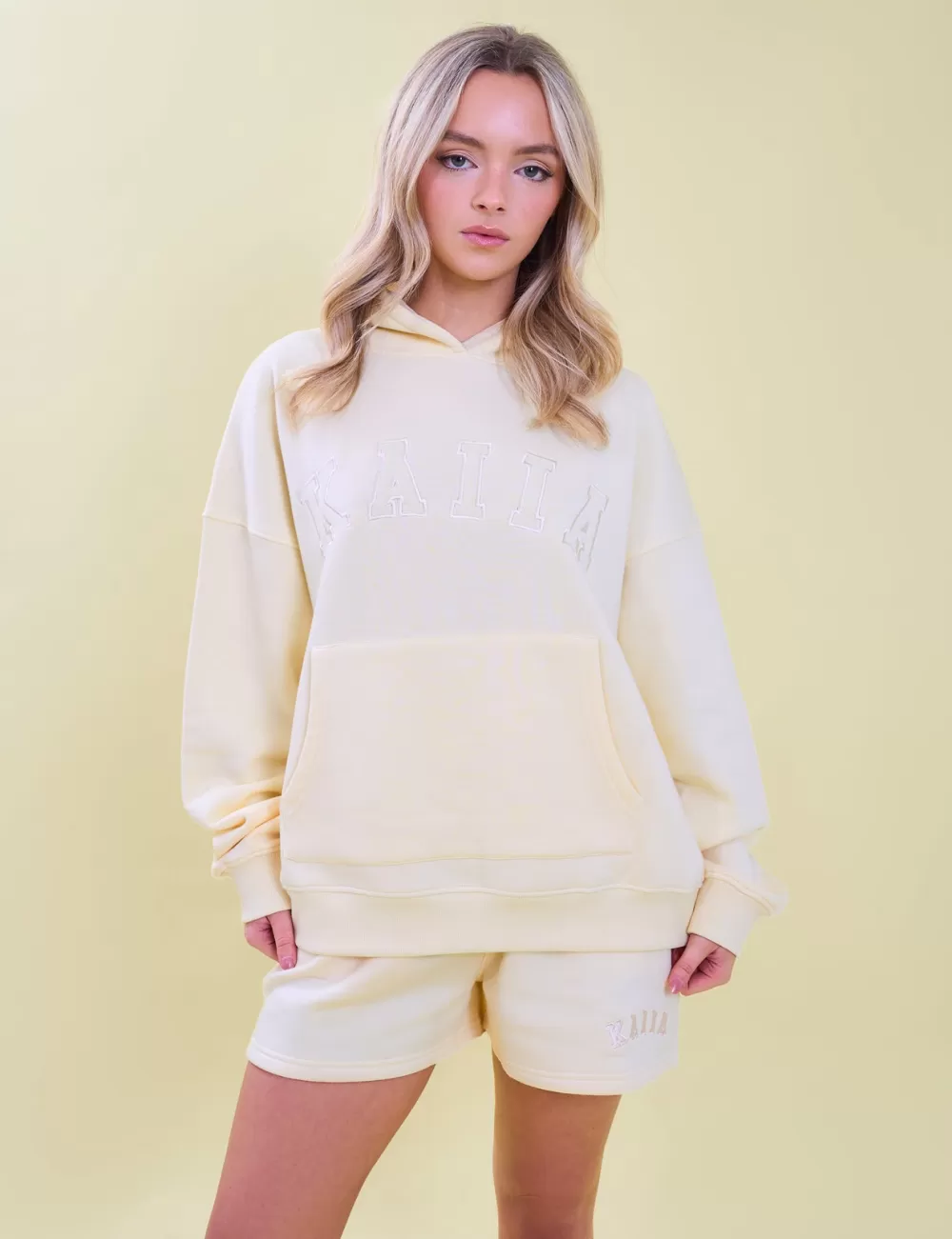 Store Public Desire Kaiia Slogan Oversized Hoodie Lemon Yellow