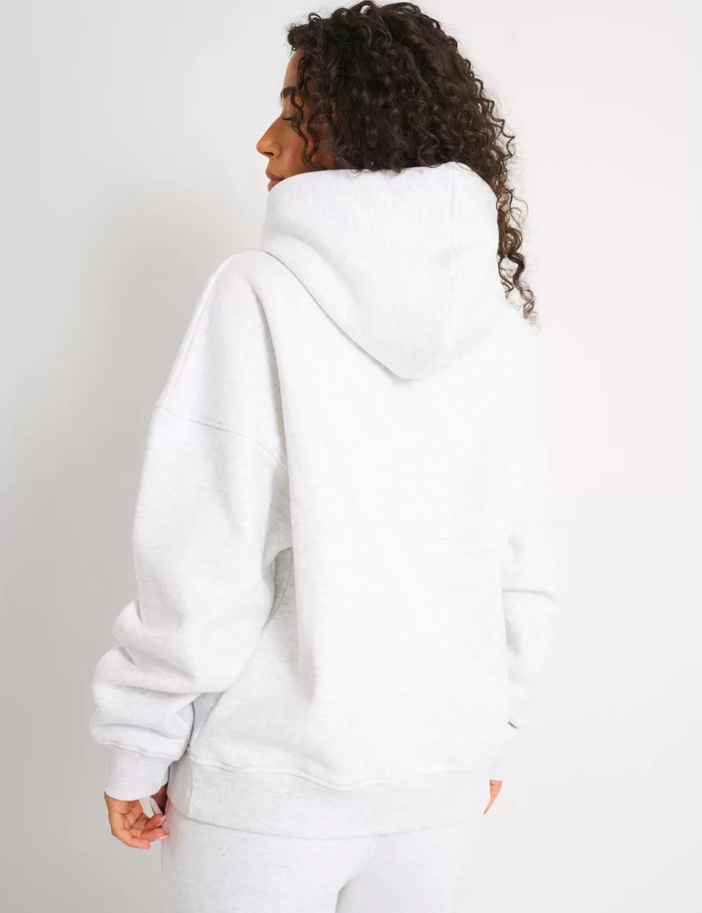 Discount Public Desire Kaiia Slogan Oversized Hoodie Light Grey Marl & Forest Green Light_grey_marl_forest_green