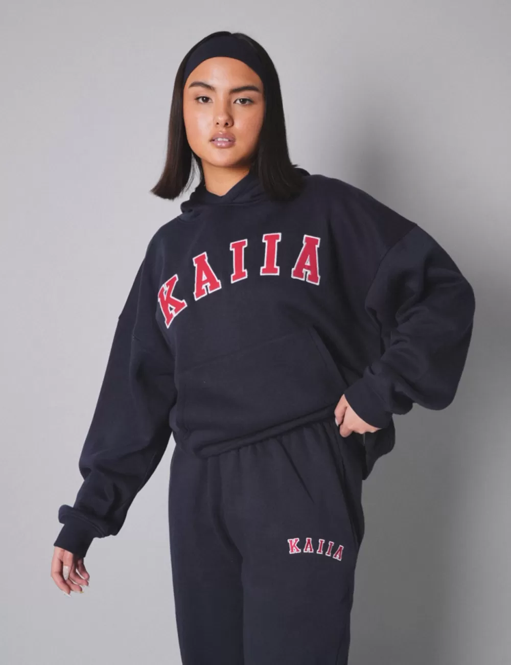 Best Public Desire Kaiia Slogan Oversized Hoodie With Red Navy