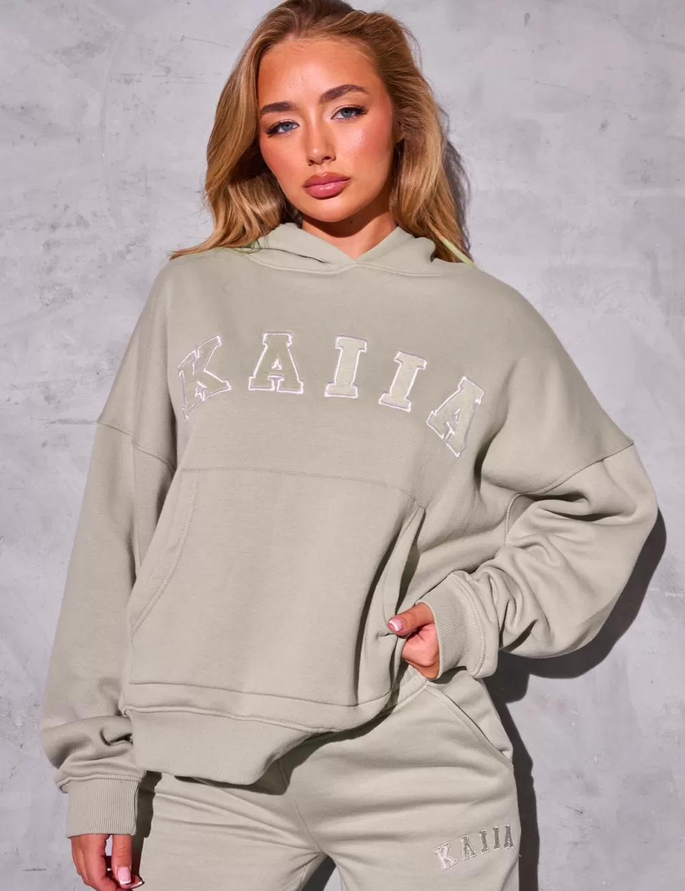 Flash Sale Public Desire Kaiia Slogan Oversized Hoodie Stone Neutral