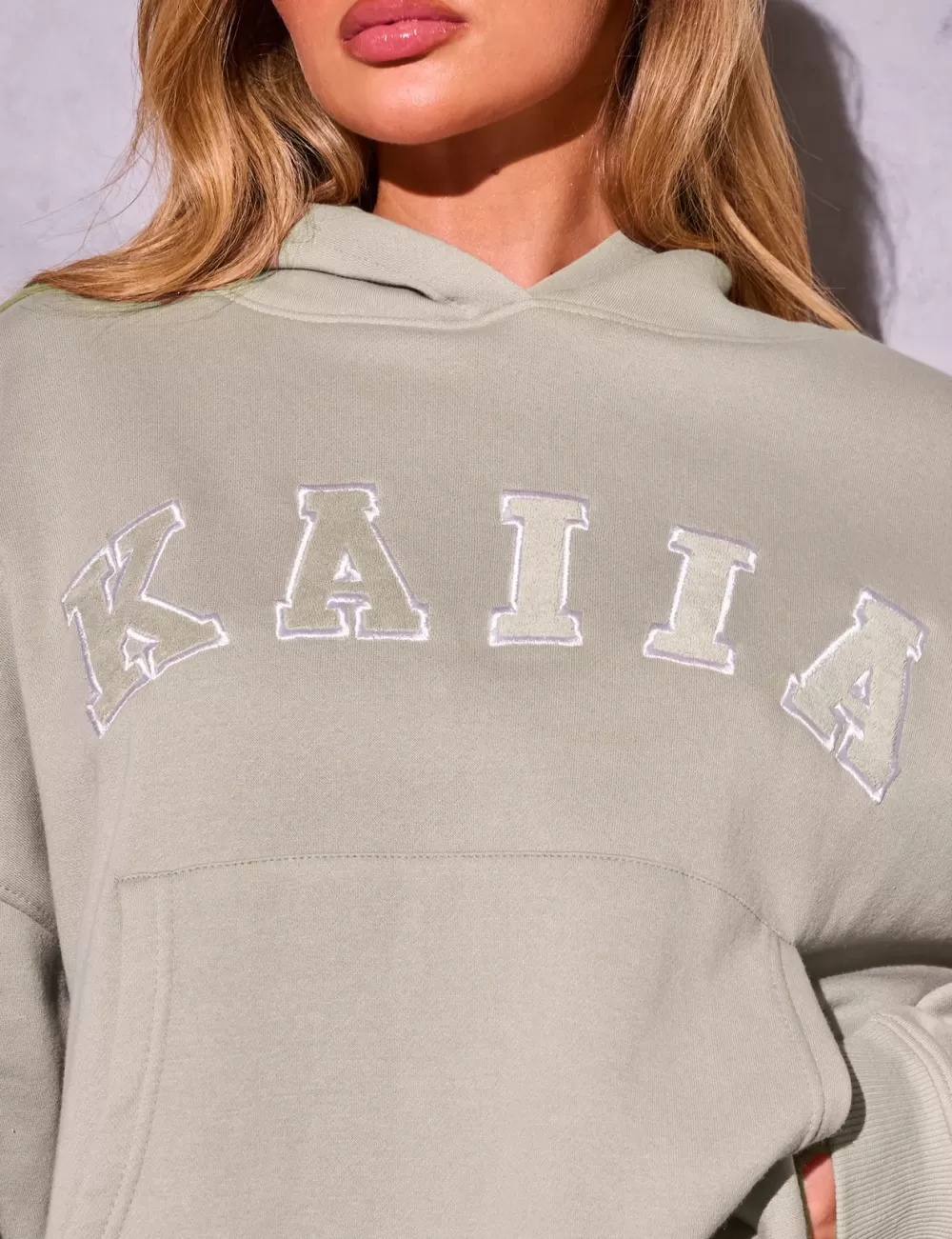 Flash Sale Public Desire Kaiia Slogan Oversized Hoodie Stone Neutral