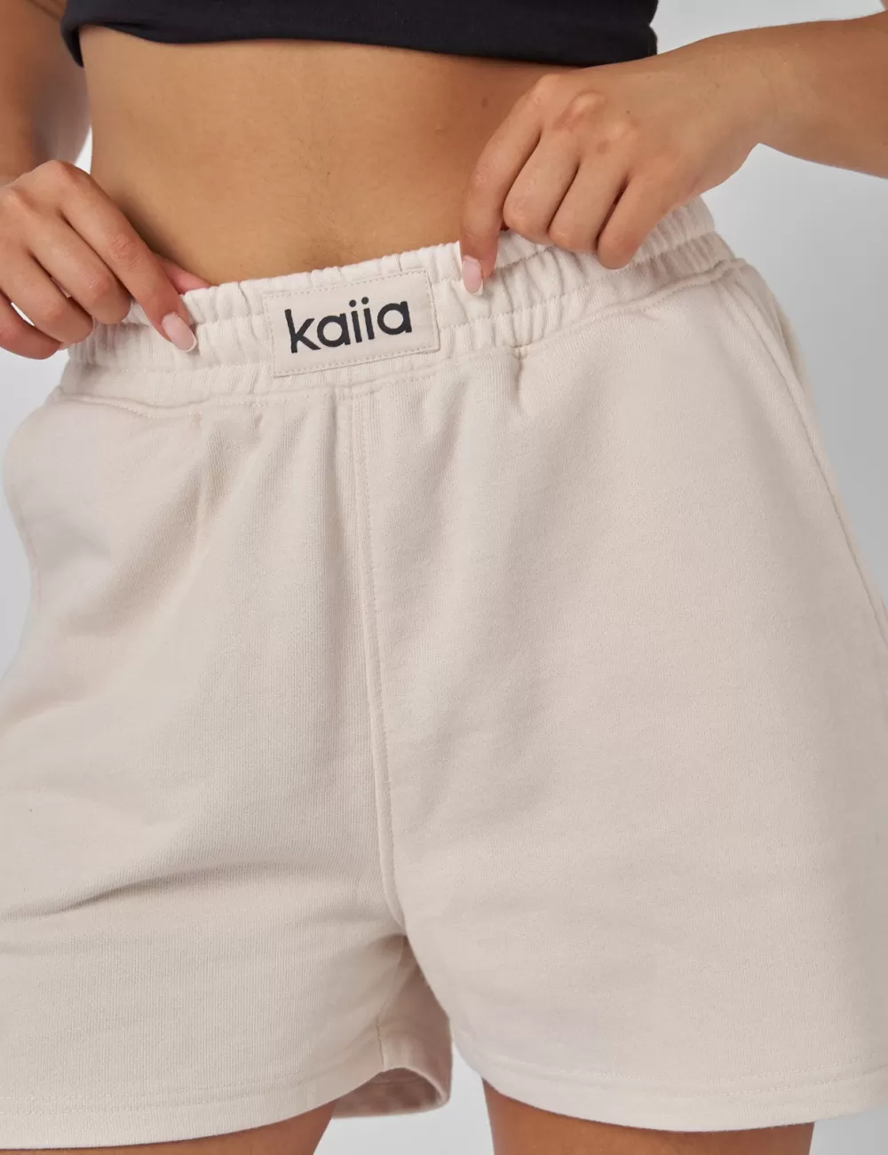 Sale Public Desire Kaiia Slogan Relaxed Sweat Short Cream Neutral