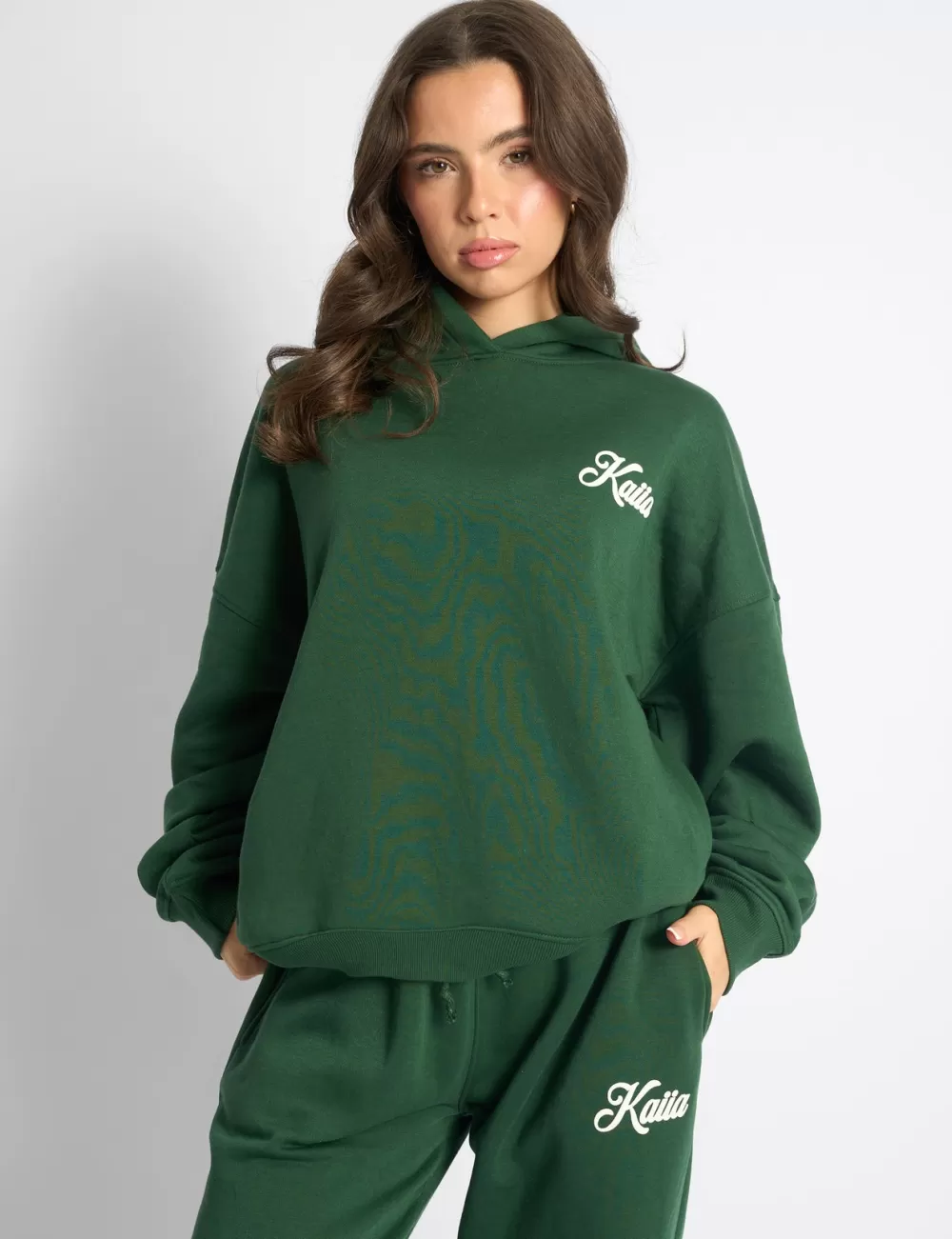 Discount Public Desire Kaiia Snowflake Logo Oversized Hoodie Forest Green Forest_green