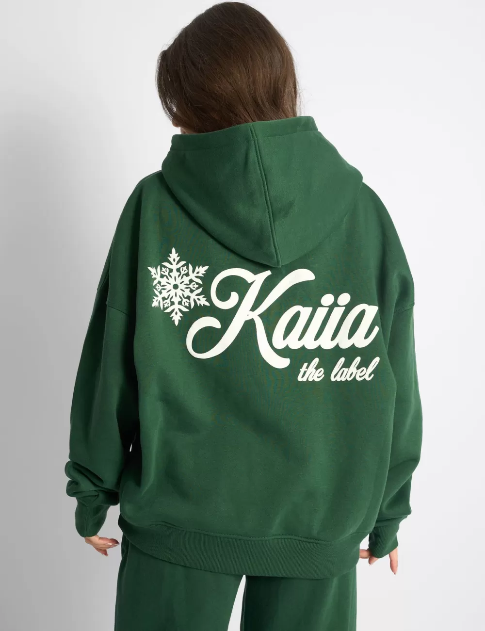 Discount Public Desire Kaiia Snowflake Logo Oversized Hoodie Forest Green Forest_green