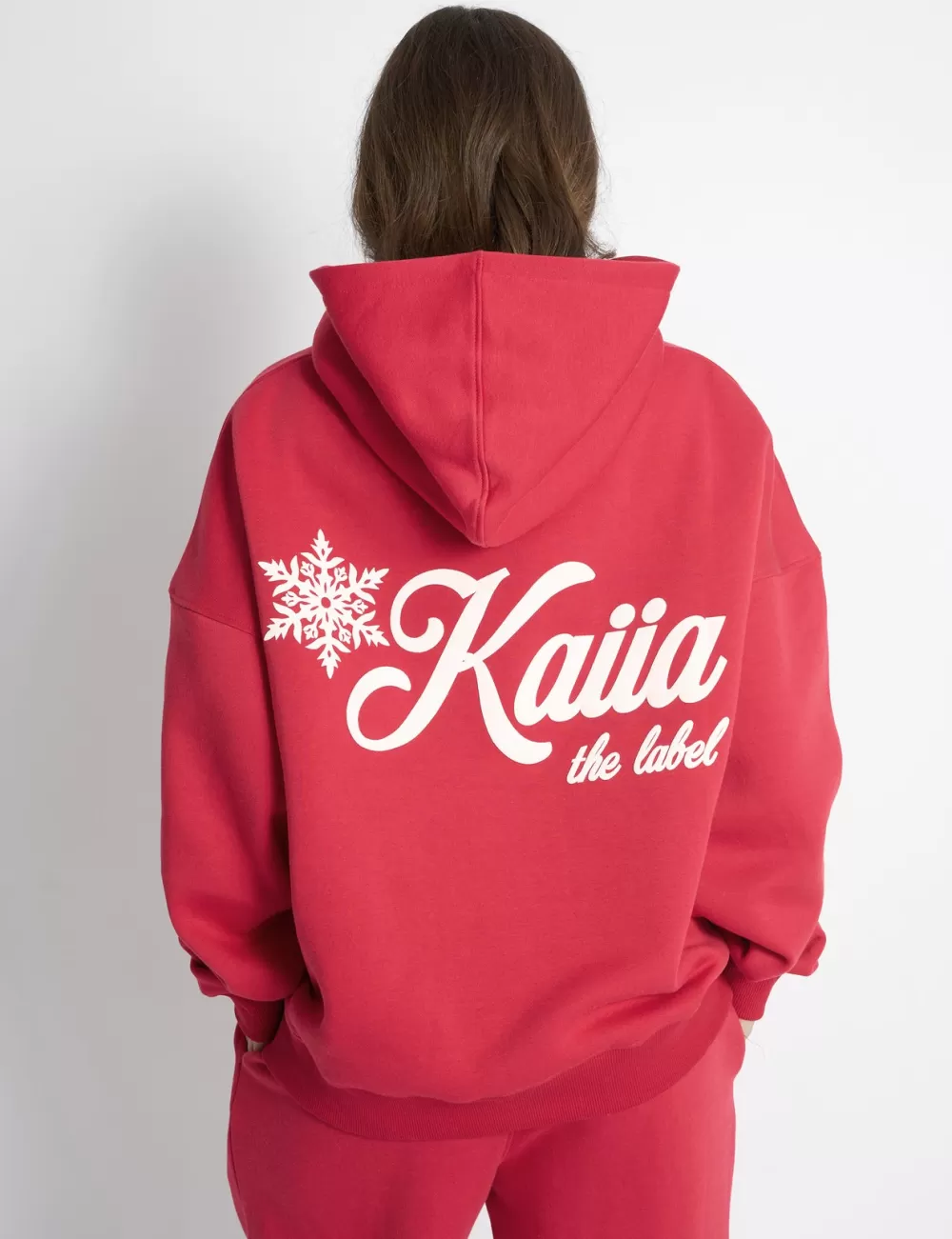 Fashion Public Desire Kaiia Snowflake Logo Oversized Hoodie Red