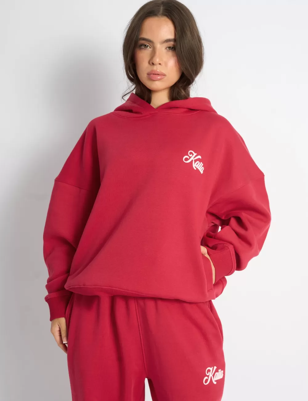 Fashion Public Desire Kaiia Snowflake Logo Oversized Hoodie Red