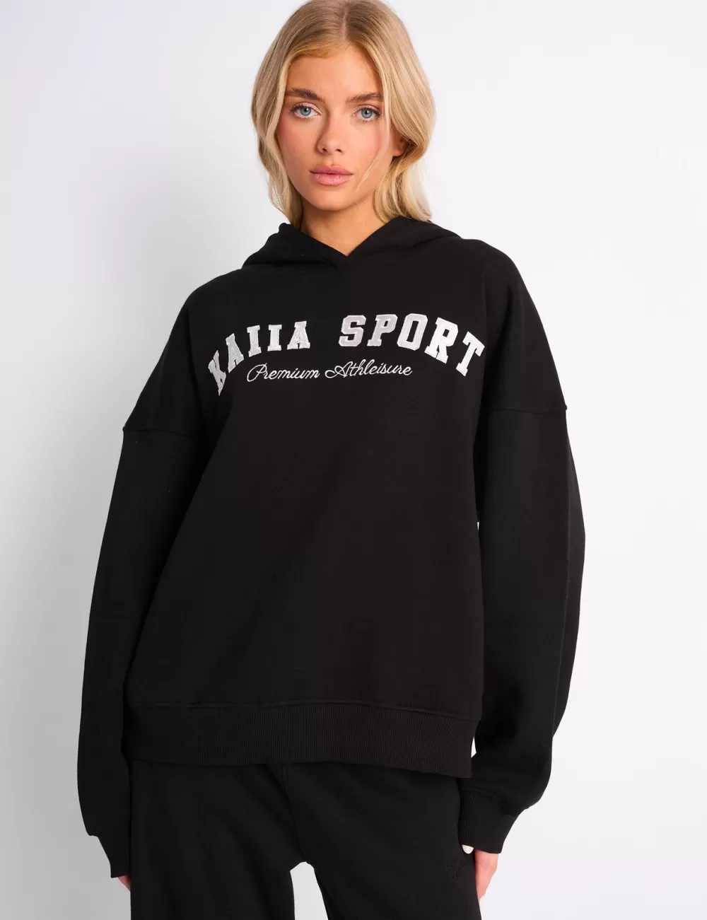 New Public Desire Kaiia Sport Oversized Hoodie & White Black